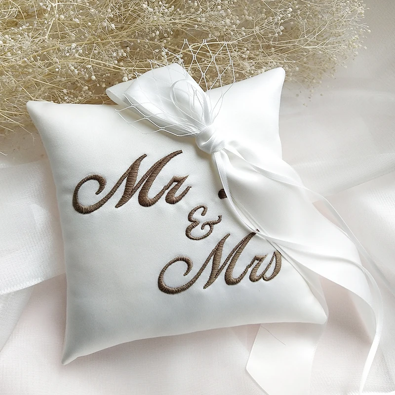 Creative Wedding Ring Pillow Customized Name date Bridal Ring Pillows Cushion Party Decoration Valentine Day Festive Supplies