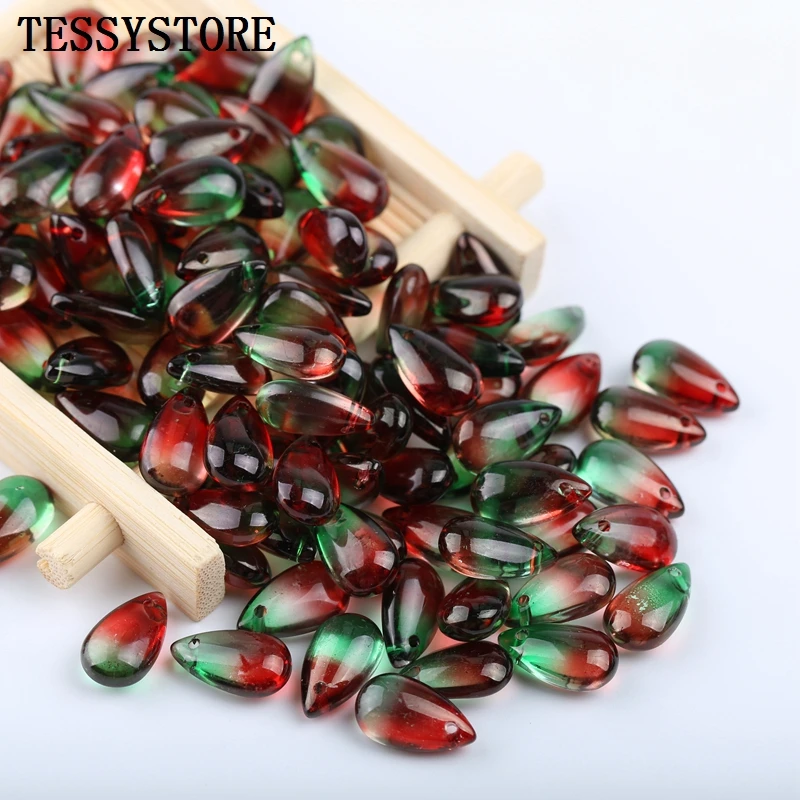 10pcs Czech Teardrop-shaped Lampwork Beads Multi Gradient Color Glass Beads For Jewelry Making Earrings Handmade DIY Accessories