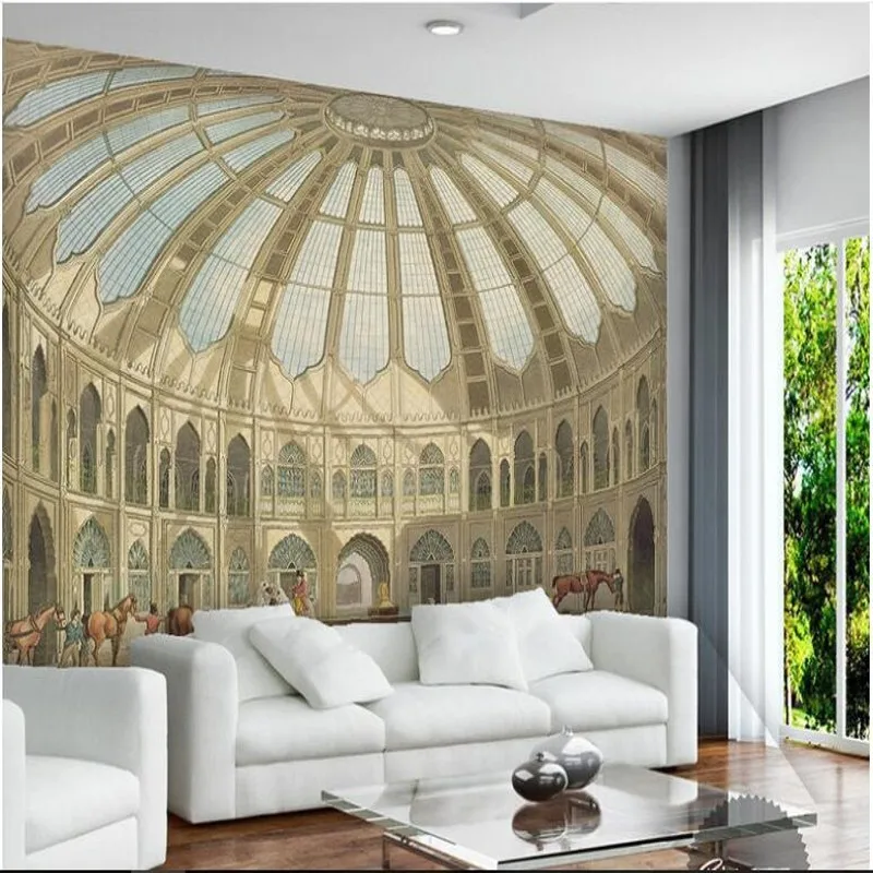 beibehang large - scale murals retro do old white gorgeous palace castle architectural landscape oil painting background  wallp