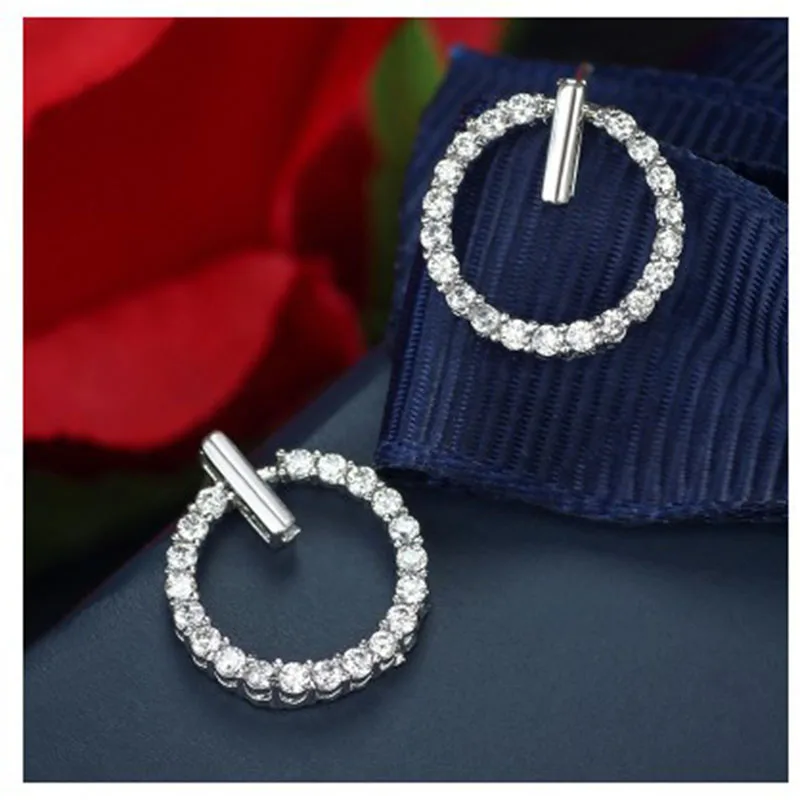 JIOFREE New Trendy Rhinestone round Fashion charm Clip on Earrings Without Piercing for Women Luxury Clip Earrings gift