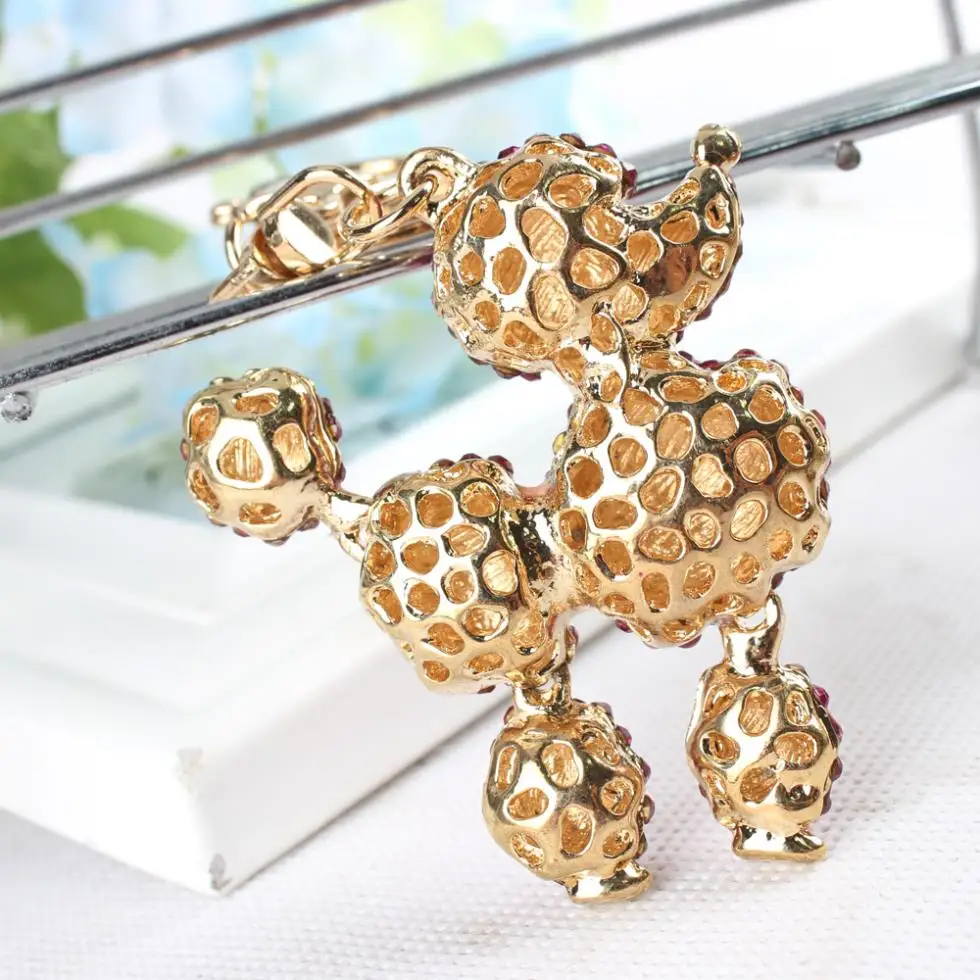 New Poodle Dog Lovely Charm Pendant Rhinestone Crystal Purse Bag Key Chain Women In Jewelry Gift Fashionable Ornaments