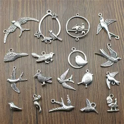 10pcs Bird Charms Antique Silver Color Bird Charms Pendants For Bracelets Flying Bird Charms Making Jewelry