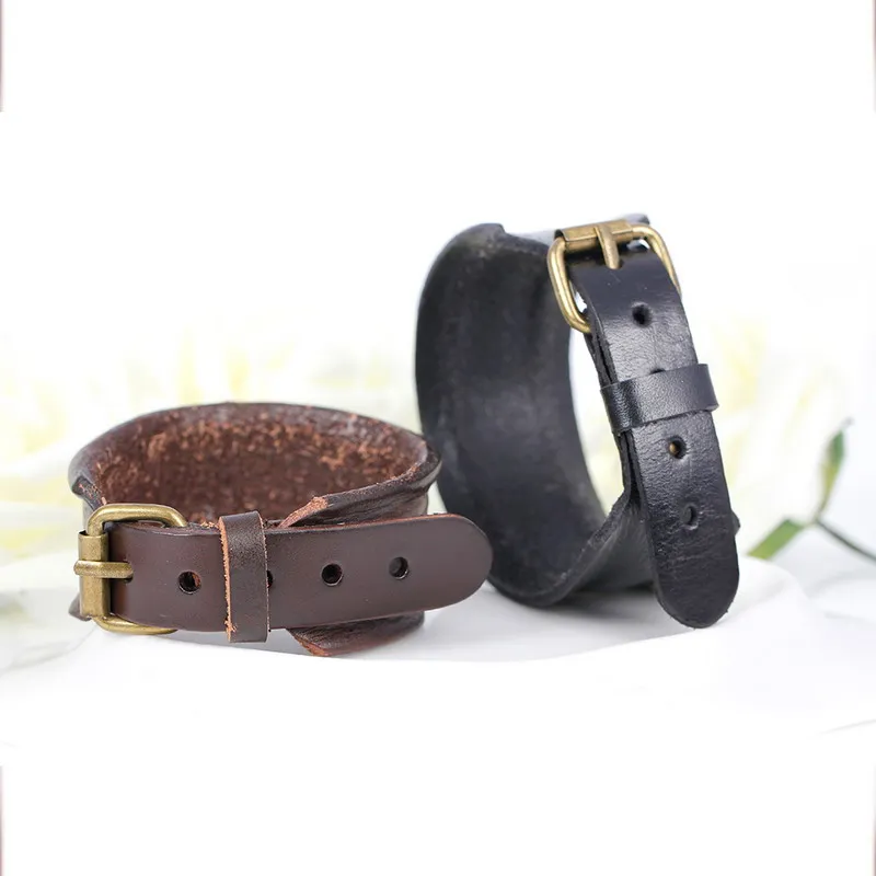 TYO New Fashion Simple Genuine Leather Men\'s Bracelets Popular High Quality Soft Knight Courage Bandage Wrap Charm Bangles