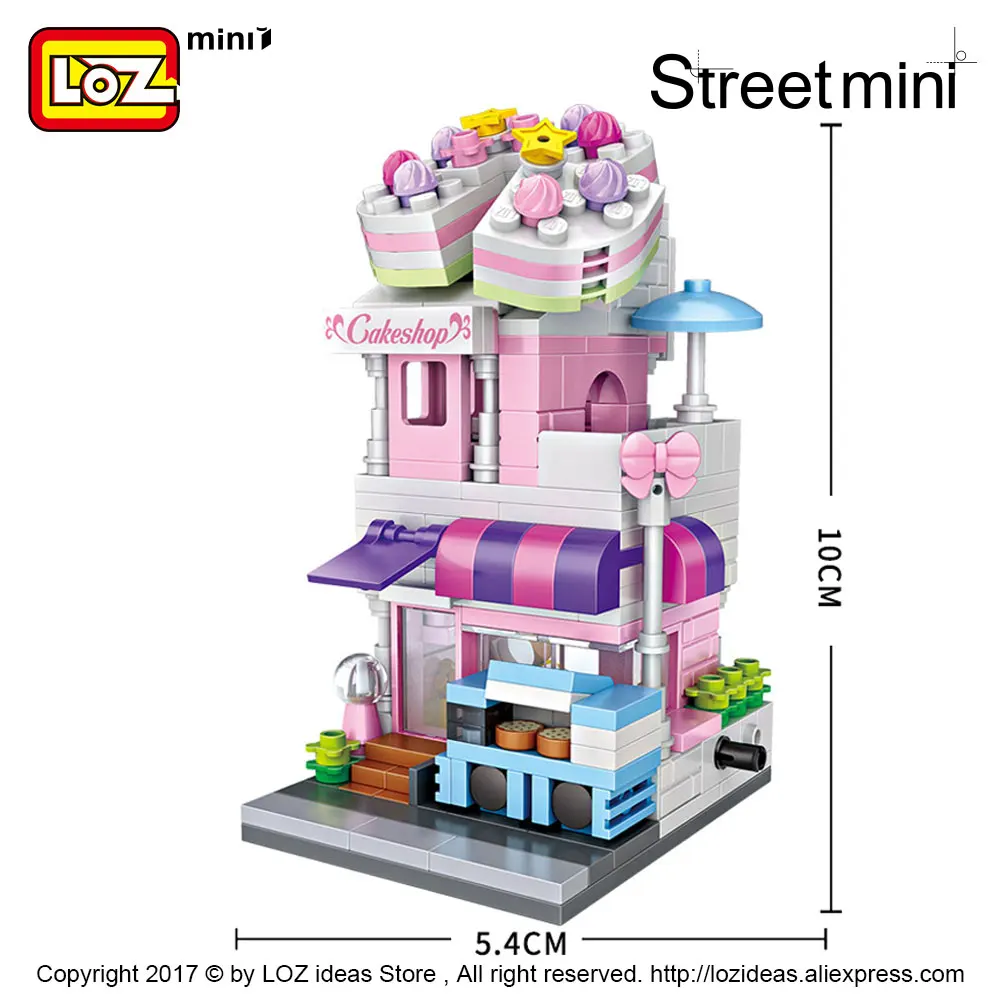 LOZ Mini Bricks Architecture Mini Street Model Cake Store Shop Building Assembly Toy City Square Block Set Kids Gift Bookstore