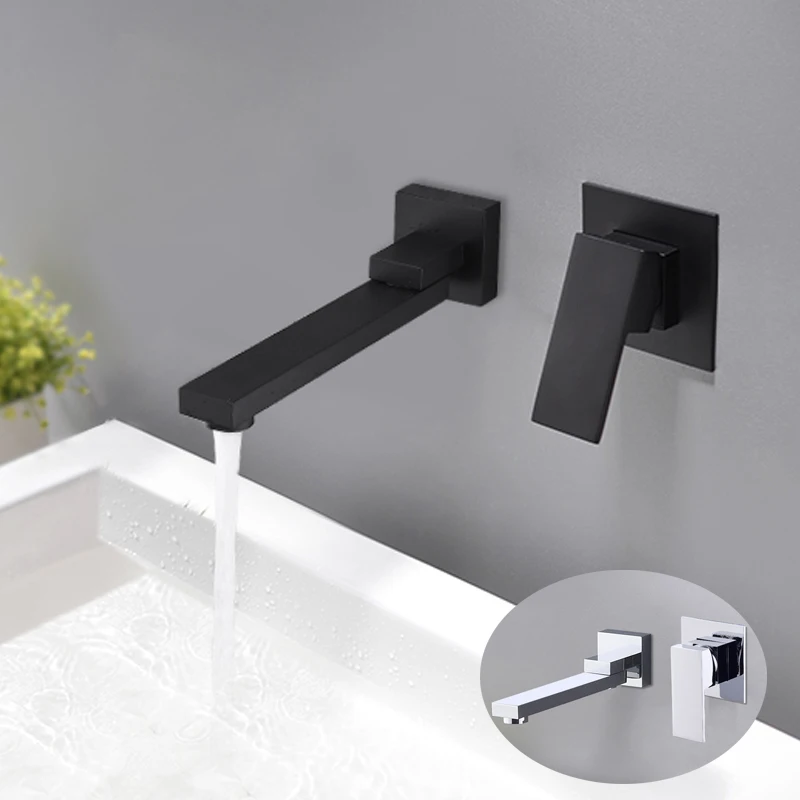 Bathroom Wall Mounted Basin Faucet Rotatable Bathtub Faucets Spout Water Mixer Valve Tap Sink Tapware ,Matte Black /Chrome