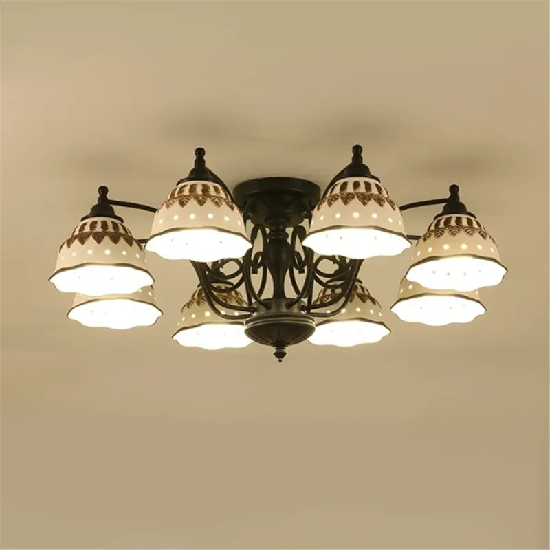 

Modern Black Metal Ceramic Lampshade E27 Bulb Light Ceiling Lamp Bedroom Living Room Dinnig Room Lighting Fixture