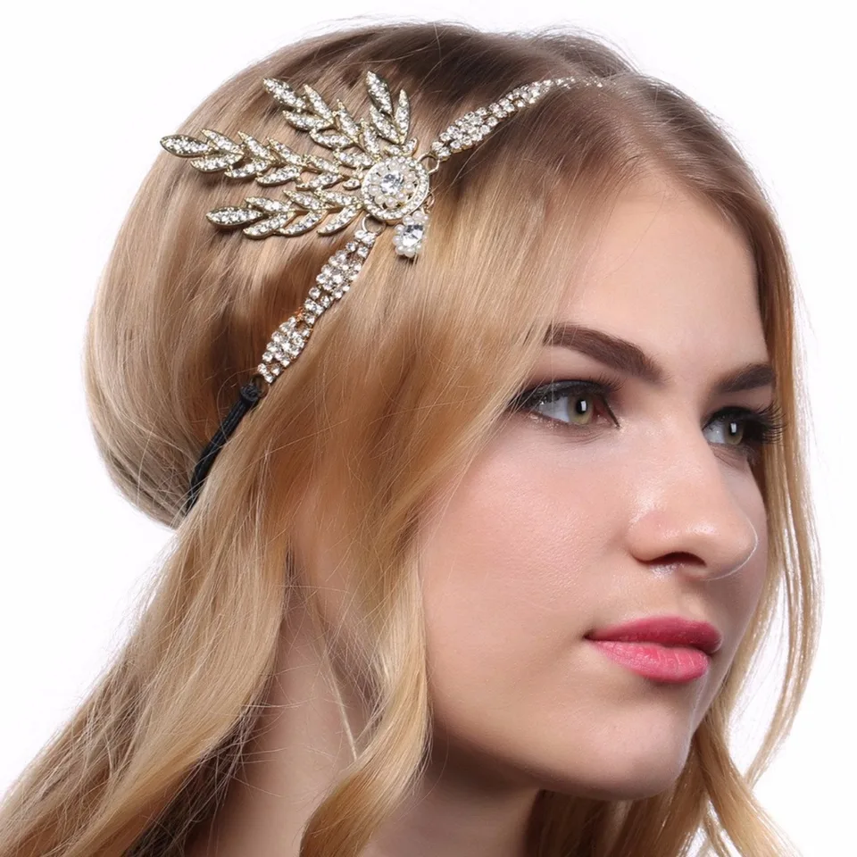 Art Deco Pearl Headband Flapper Gatsby 1920s Gold Leaf Medallion Great Gatsby Amazon.com : BABEYOND Art Deco 1920 main image 2