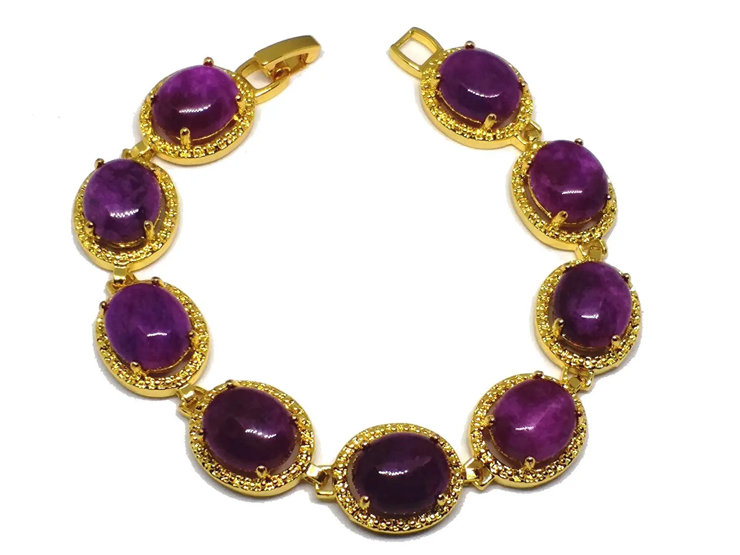 

18K Gold Plated Natural Purple South Africa Round Beads Bracelet