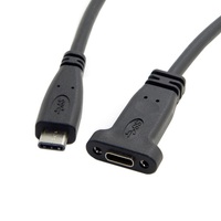 USB-C USB 3.1 Type C Male to Female Extension Data Cable with Panel Mount Screw Hole 20CM