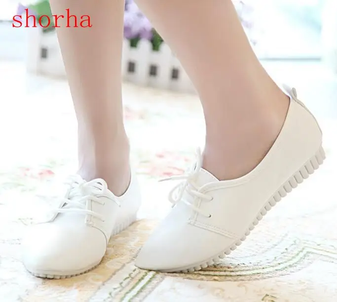 

shorha 2019 Korean version spring and summer new retro white women shoes pointed flat Female casual shoes Student Flat shoes