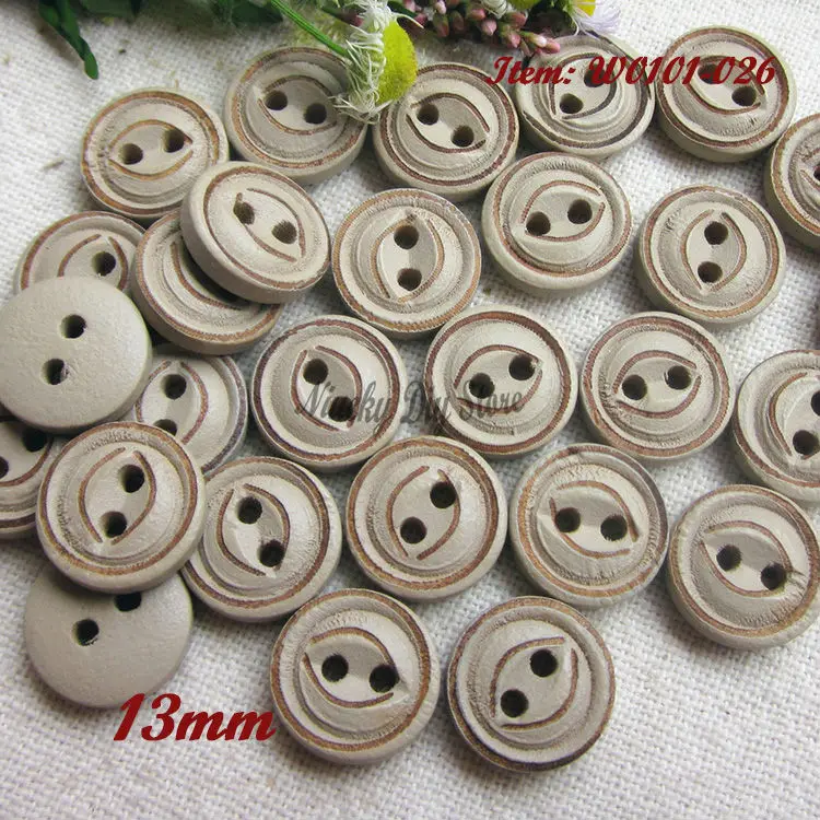 13mm 2 holes fish eye Khaki color vintage wooden shirt buttons for sewing and handmade accessories wholesale