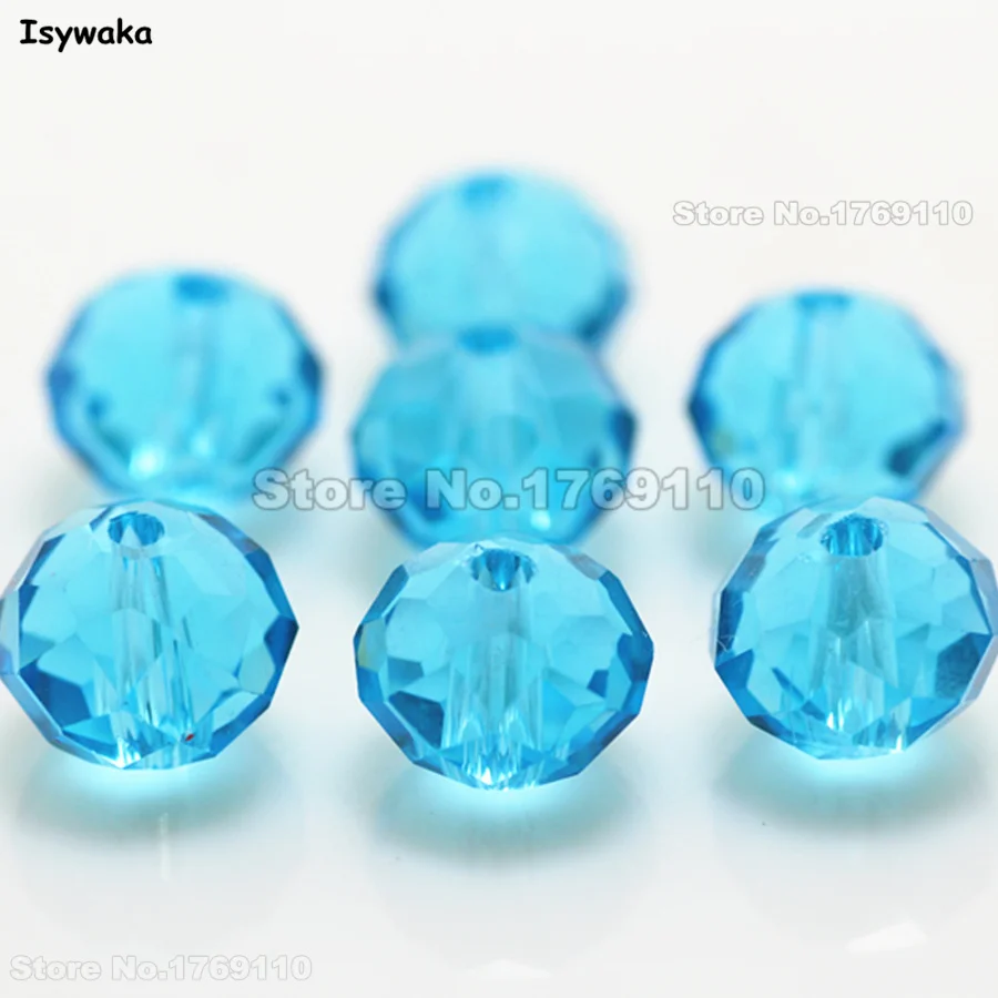 

Isywaka Lake Blue Color 8*10mm 70pcs Rondelle Austria faceted Crystal Glass Beads Loose Spacer Round Beads for Jewelry Making