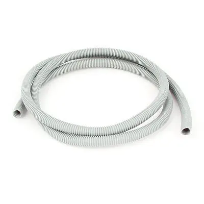 Gray Plastic 16mm x 12mm Flexible Corrugated Conduit Pipe Hose Tubing 2M Long