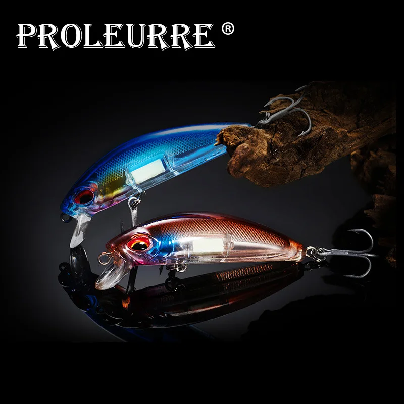 Proleurre 1pcs Boxed Fishing Lure 7cm 10.5g Luminous Night Minnow Artificial Professional Laser Printing Sinking Wobblers Pesca