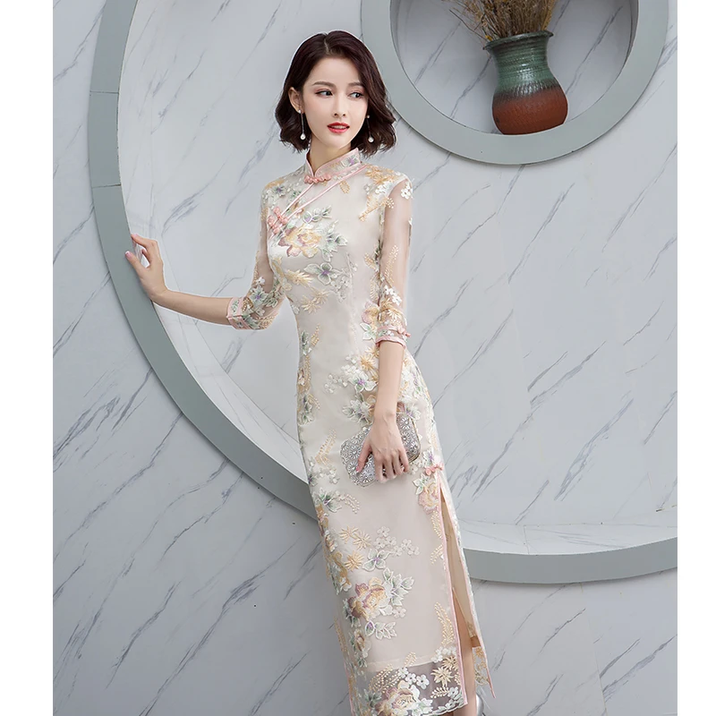 Party Women Dress Luxury China Style Elegant Banquet Long Qipao Oriental Female Wedding Slim Prom Cheongsam Gowns Vestido S-4XL