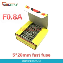 100pcs/box 5*20mm 0.8A 250V Fast fuse 5*20 F0.8A 800mA 250V Glass Fuse 5mm*20mm glass fuse