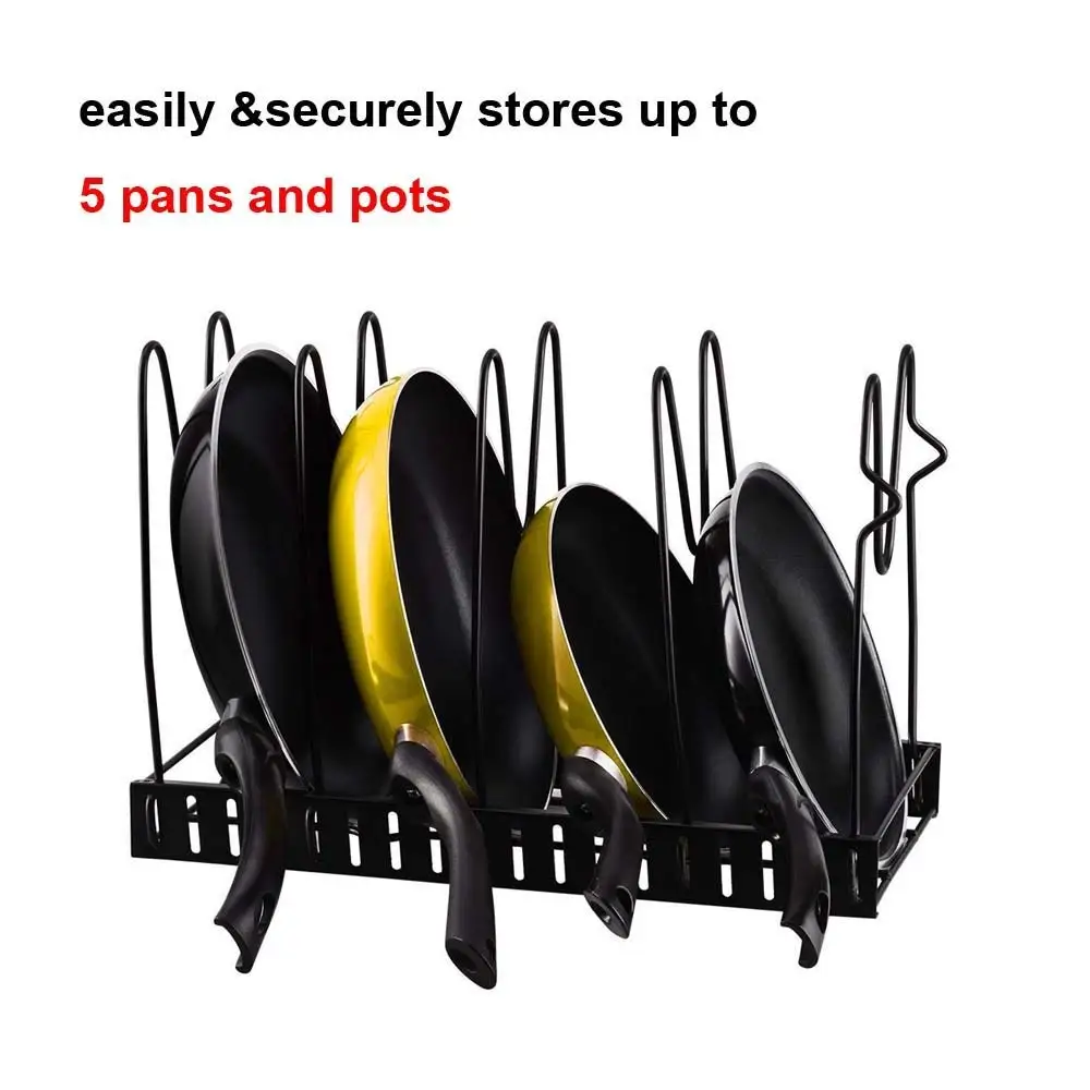 LMETJMA Adjustable Pan Organizer Rack Pot Lid Holder Folding Cookware Bakeware Chopping Board Organizer Shelf Rack KC0221