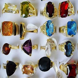 QianBei 2023 Hot Sale Wholesale 20PCS Mix Style Colorful Resin Rhinestone Rings Fashion Jewellry For Women