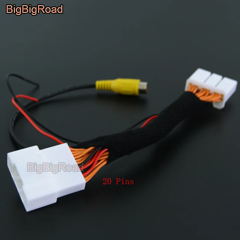 

BigBigRoad Car Rear View Camera 20 Pins RCA Adapter Connector Wire Cable For Mazda 3 Mazda3 MB Hatchback 2014 2015 2016 2017