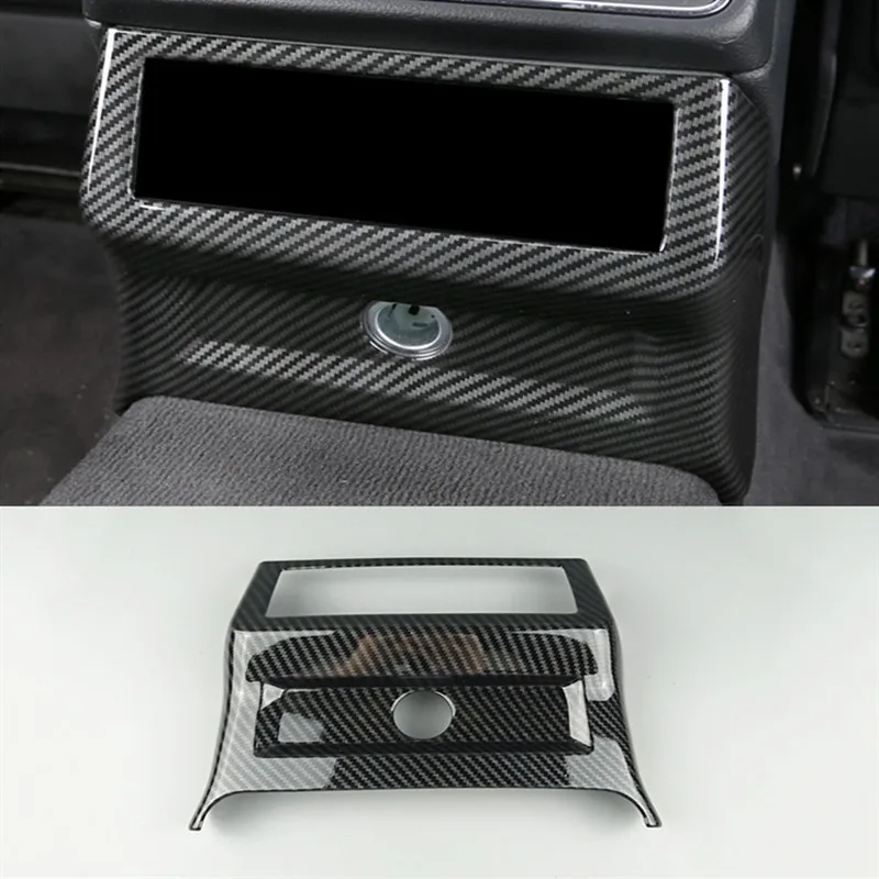 Car Styling Rear Air Outlet Frame Decoration Cover Trim For Audi A6 C8 2019 Carbon Fiber Color Storage Box Panel Decals