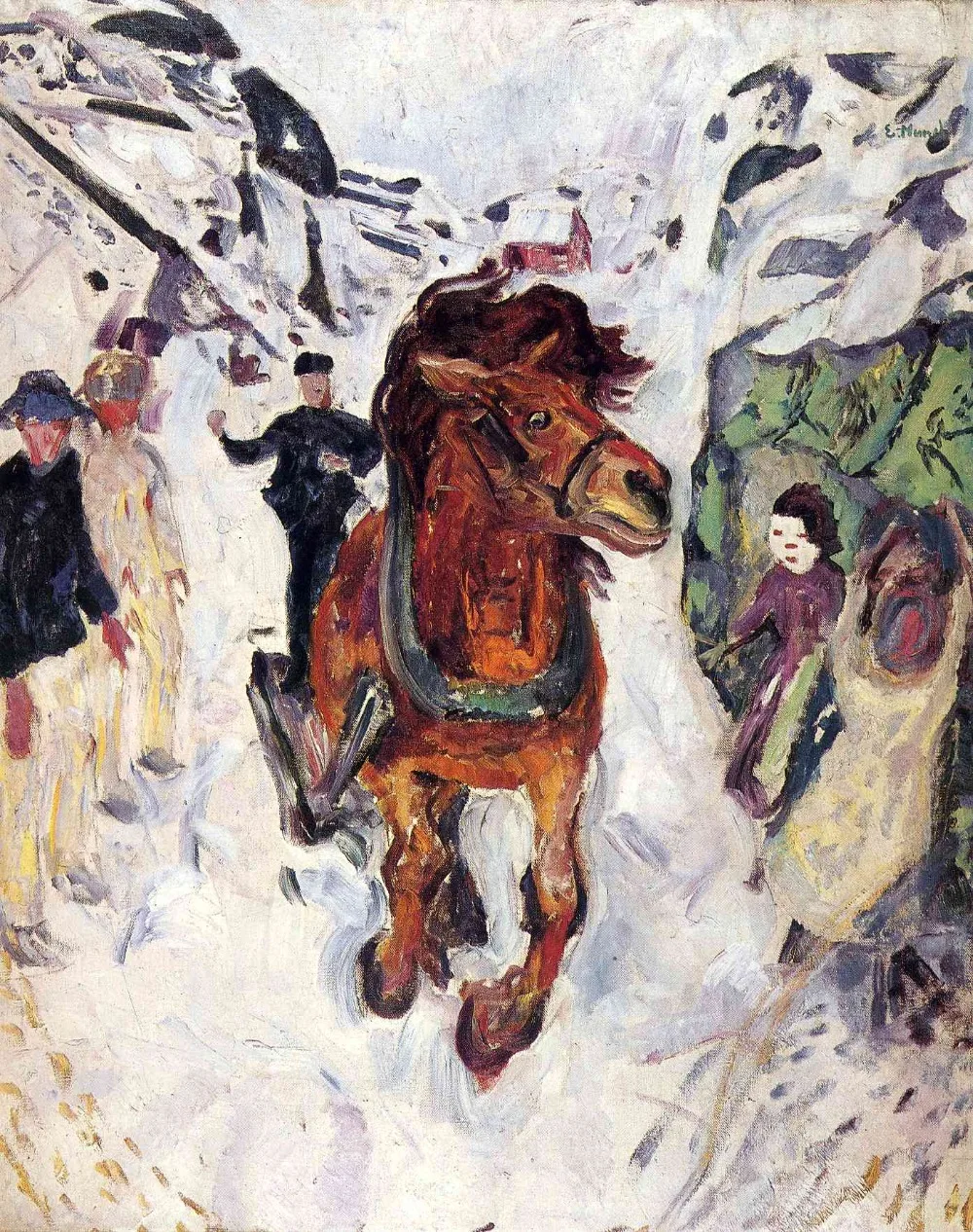 Oil Painting Reproduction on Linen Canvas,galloping-horse- by Edvard Munch,Free Shipping,100% handmade,abstract oil painting