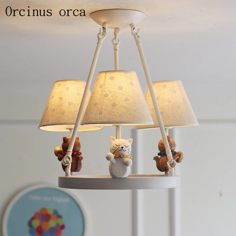 American cartoon cartoon kitten chandelier child room Boy Girl Bedroom modern minimalist doll LED pendant lamp  free shipping