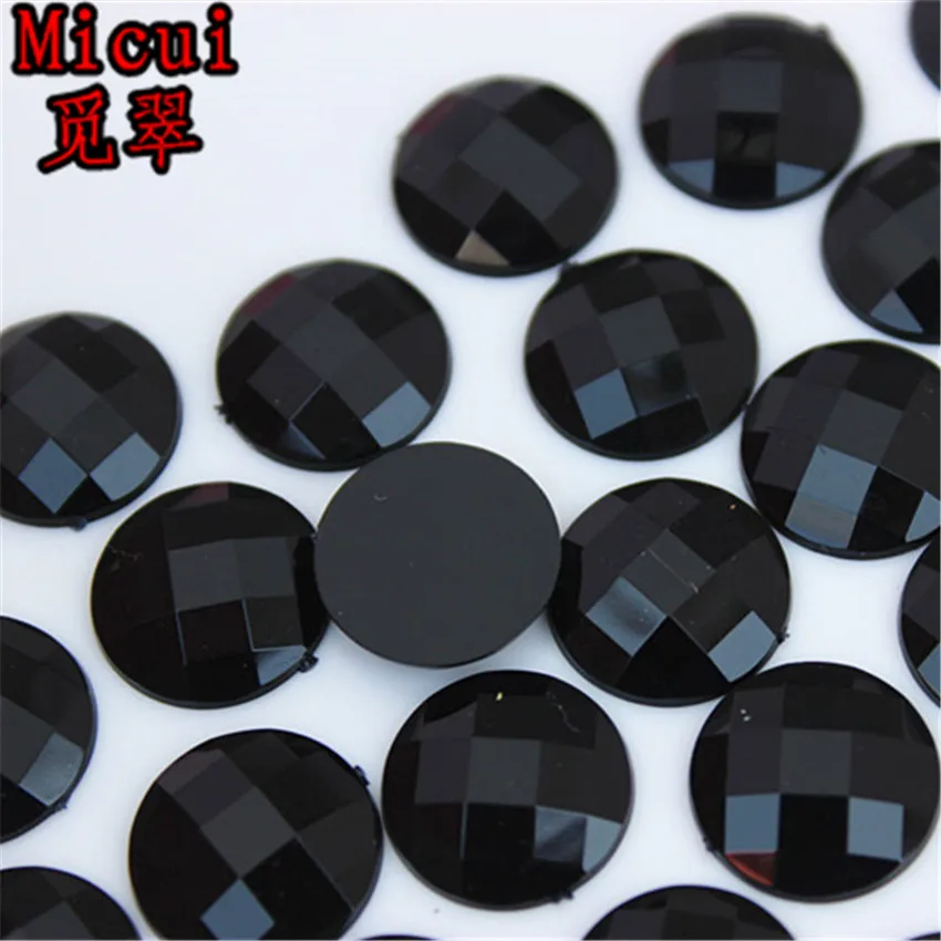 Micui 50PCS 14mm Round Crystal Flatback Mix Color Acrylic Rhinestone Glue On Strass Crystals Stones Gems No Hole MC136