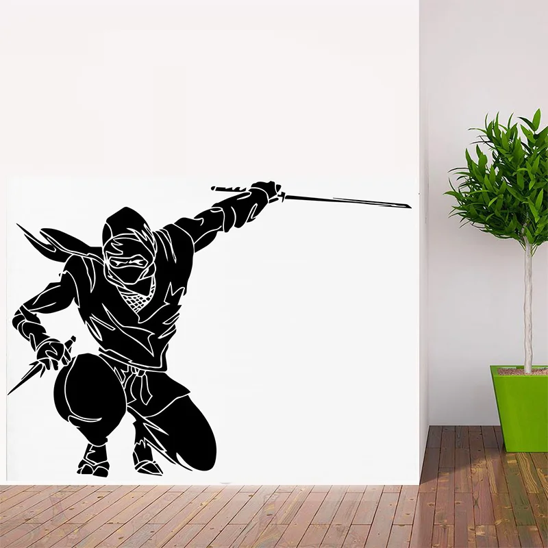 POOMOO Wall Decals New Kids Room Wall Decal Ninja Japanese Warrior Vinyl Sticker Samurai Martial Arts Decals