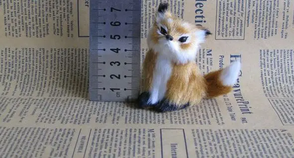 mini 7x7cm brown squatting fox model,polyethylene&furs handicraft Figurines home decoration a2555