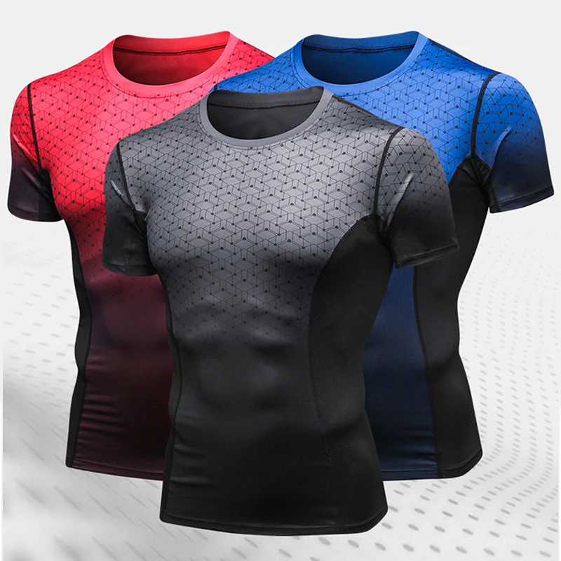 

2019 New Men's Fitness Short Sleeve T-shirt Men Quick Dry training Sportwear Fitness Jogging Sportwear Men training T-shirt Men