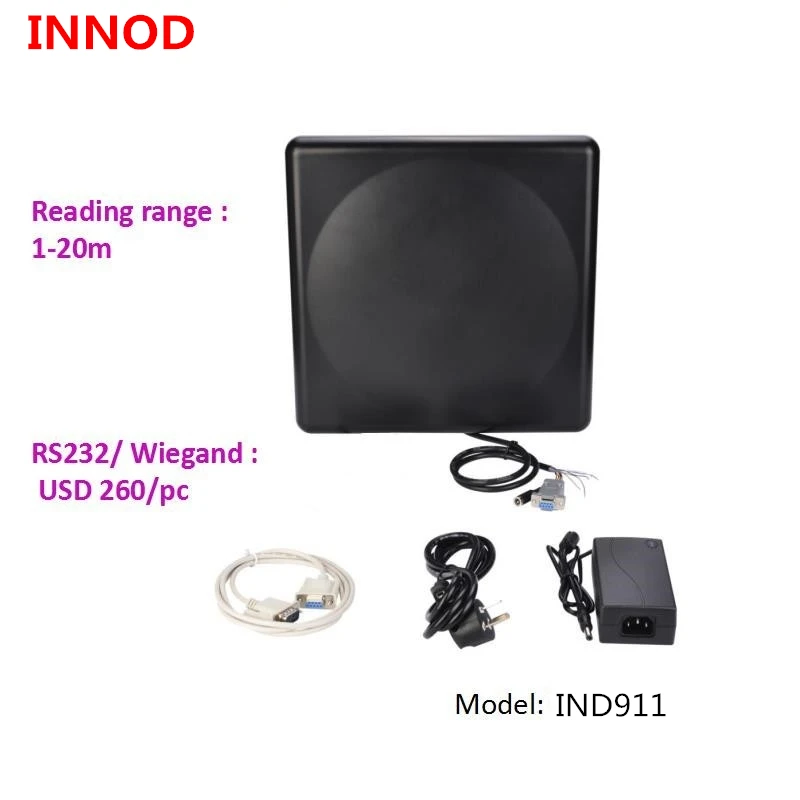 IP68 waterproof impinj r2000 chip Read range 1-20m uhf integrated rfid reader with 9dbi antenna TCP IP/RS232 for personal access