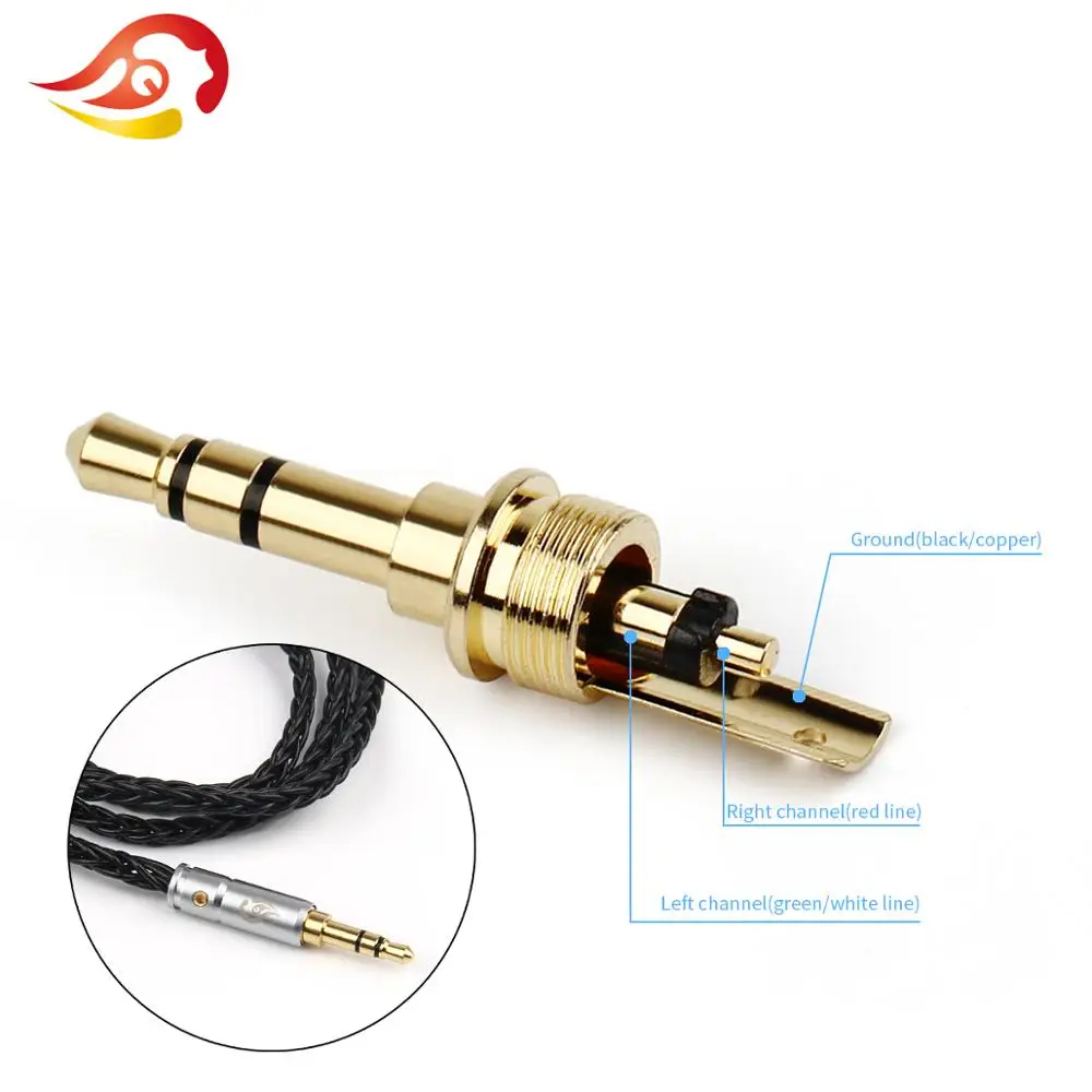 QYFANG 3.5mm Earphone Plug Audio Jack 3 Poles Stereo Metal Adapter Straight Gold Plated Copper Wire Connector For HiFi Headphone