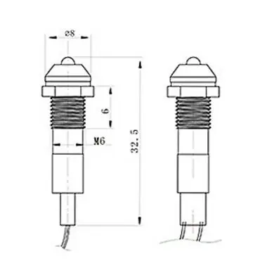 FILN FL1M-6SW-1 6mm red yellow blue green white 12v 220v 24v led metal indicator signal pilot lamp with 20cm cable