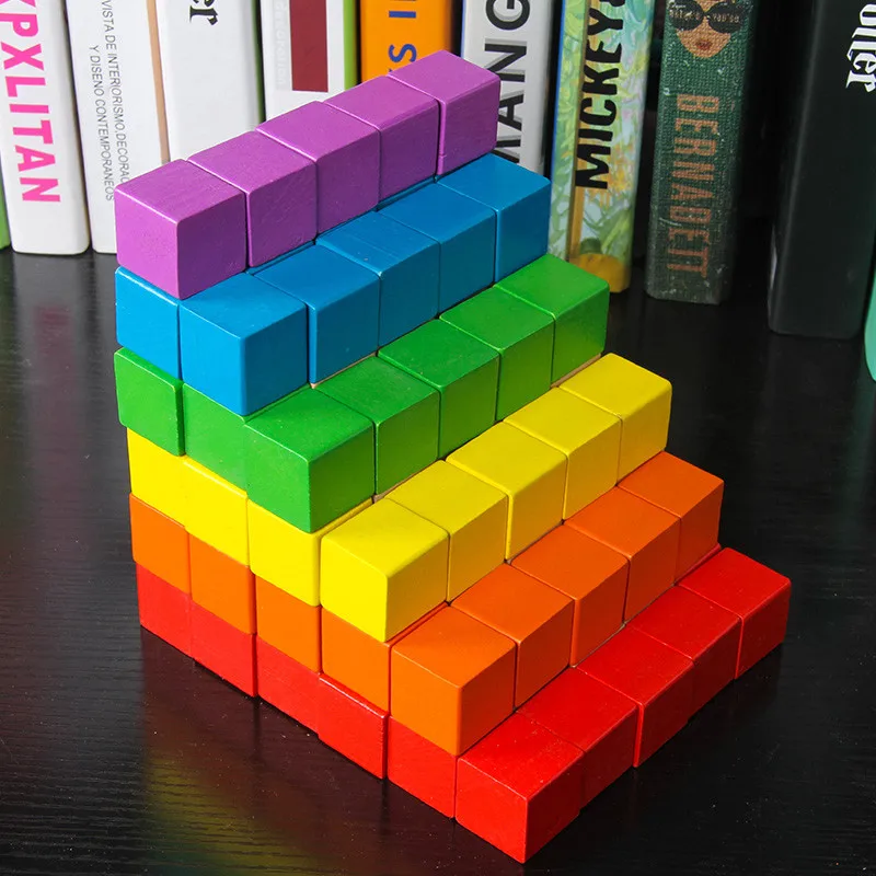 60/100pcs 1cm 1.5cm 2cm colorful wooden cubes wood dices Board Games for family and kids board game 6 colors