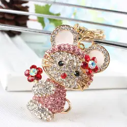 Five Clubs Rabbit Fashion Lovely Cute Rhinestone Crystal Purse Bag Car Key Chain Nice Gift Girl Jewelry