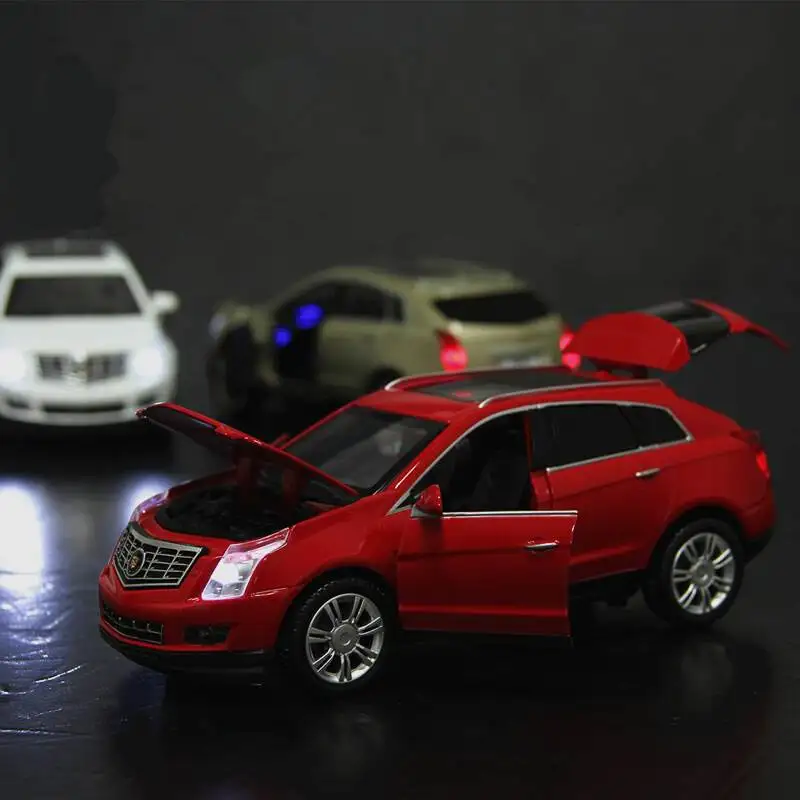 Exquisite gift 1:32 Cadillac SRX off-road vehicle alloy model,simulation die-cast sound and light pull back model,free shipping