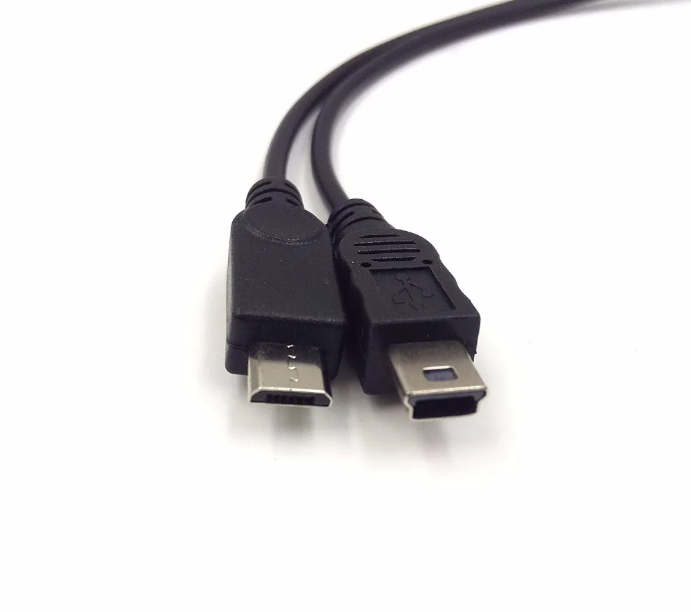مصغرة USB 1 إلى 2 Y الفاصل كابل ، أوسب 2.0 ميني 5 دبوس أنثى إلى ذكر + المصغّر usb الذكور تحويل عالية السرعة كابل شحن الحبل