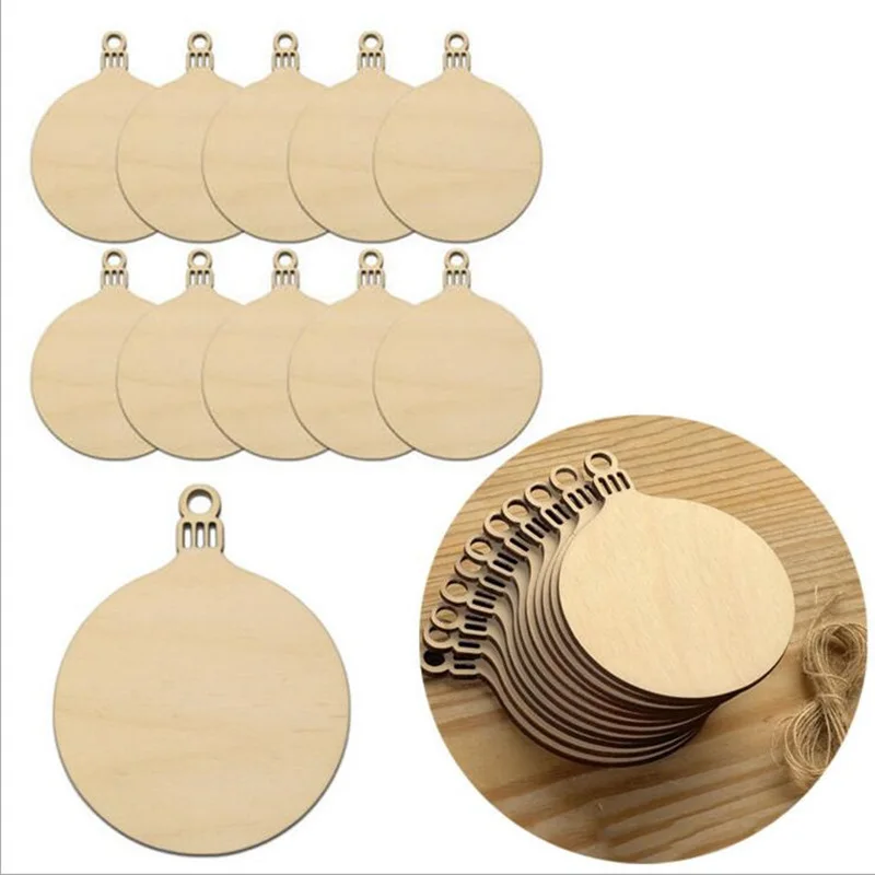 10pcs Wooden Reindeer Cutouts Christmas Reindeer Hanging Ornaments with Ropes for Decoration and Craft DIY Props
