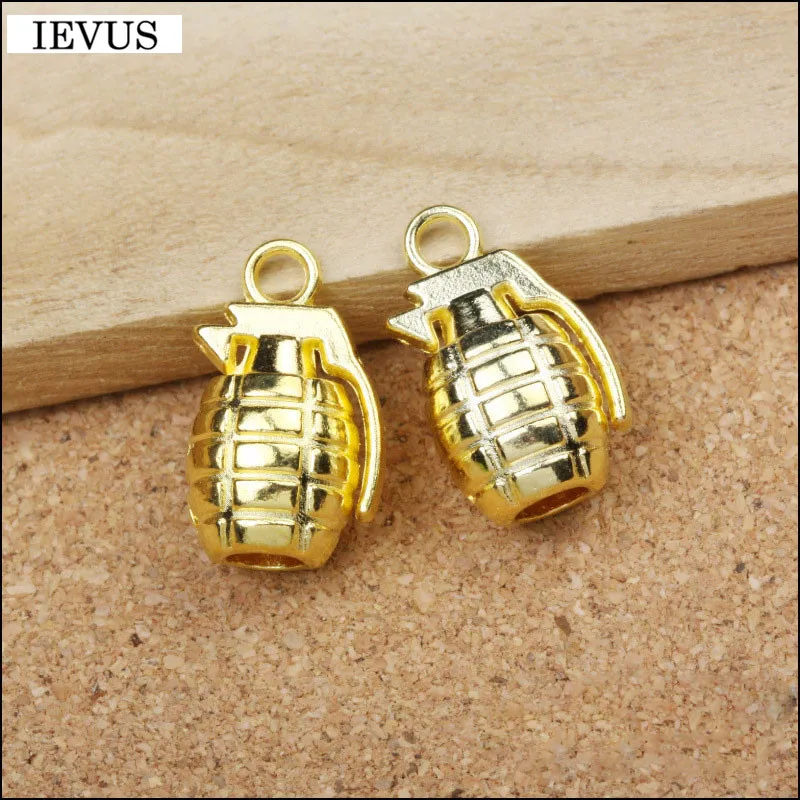 Factory Price 3 Pieces/Lot 22mm*13mm Shiny Gold Color Weapon Charm Hand Grenade Charms Diy Grenade Charm For Jewelry Making 1351