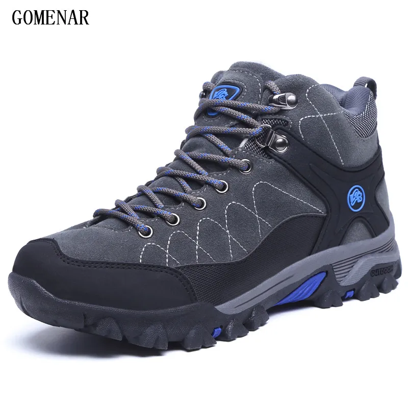 

GOMNEAR Winter Men's Hiking Boots Outdoor Climbing Toutism Hunting Athletic Boot Trend Trekking Warm Velvet Sport Shoes For Male