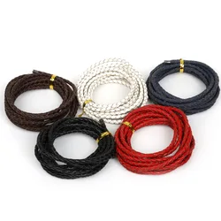 2meters/pack 4mm Round Genuine Braided Leather Cord/Thread/String/Rope for Necklace Bracelet Jewelry Material Supplies 5 Colors
