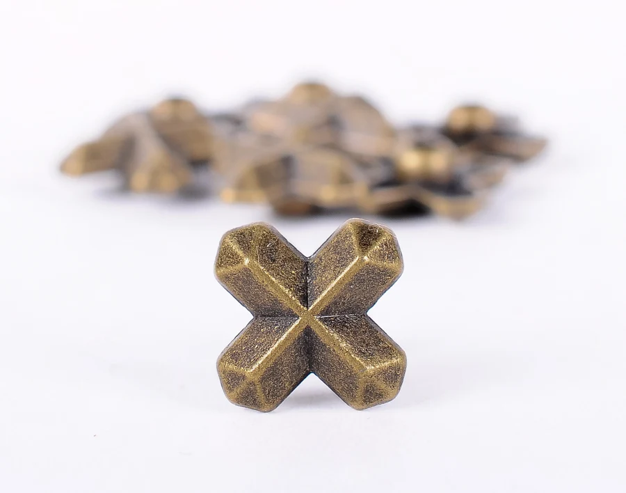 30pc 15*12MM DIY SOLID COPPER CROSS BUTTON CONCHO STUD RIVET LEATHER CRAFT BIKER