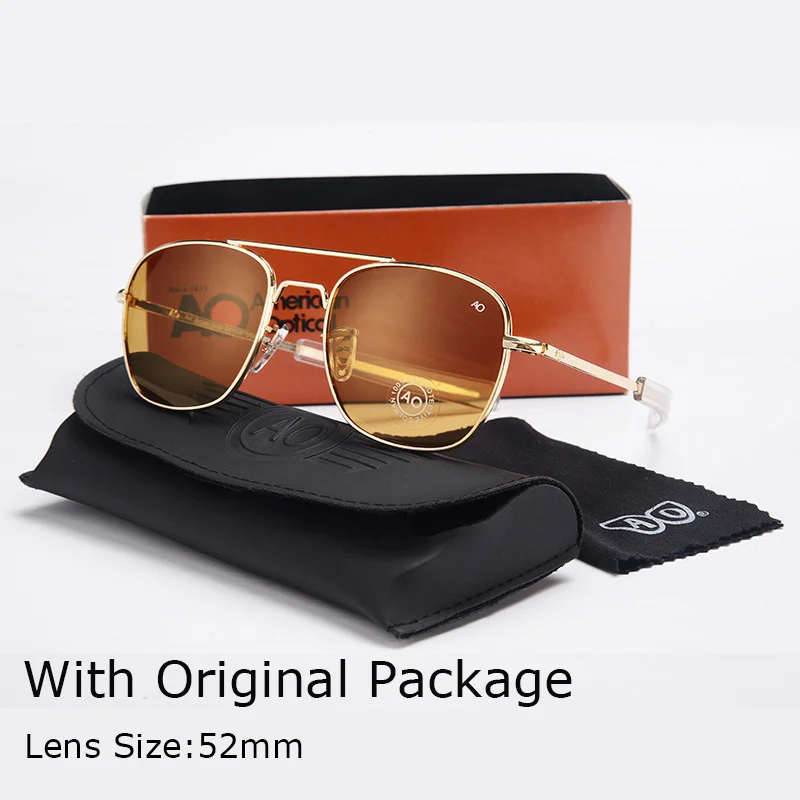 Fashion Aviation Sunglasses Men Brand Designer AO Sun Glasses For Male American Army Military Glass Lens Oculos QF563