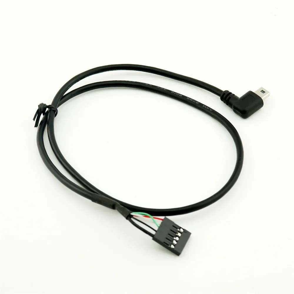 10pcs Mini USB Male Left Angle to Dupont 5 Pin Female Header Motherboard Cable 50cm/1.5ft