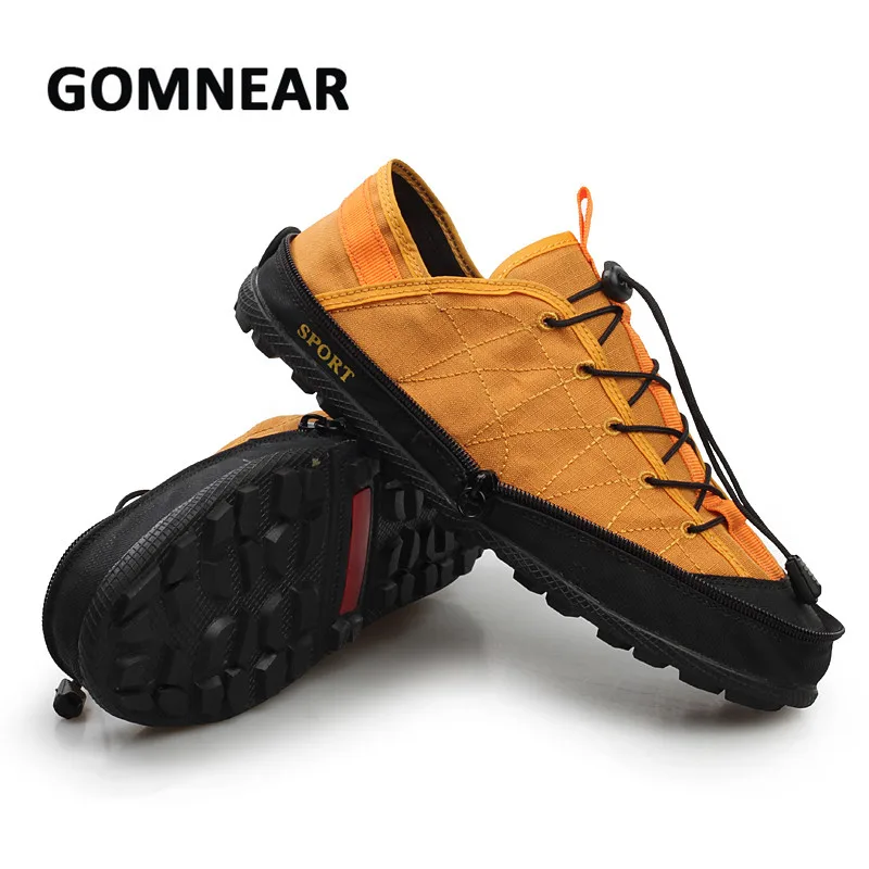 GOMNEAR Men Women Running Sneakers Outdoor Light Breathable Running Shoes Red Anti-slip Comfortable Canvas Shoes Sports Travel