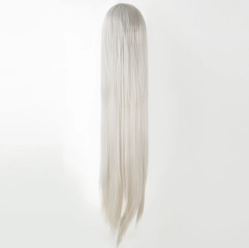 Silver Wig Fei-Show Synthetic Heat Resistant 40 Inches/100 CM Costume Cartoon Cosplay Long Straight Cover Face Bangs Gray Hair