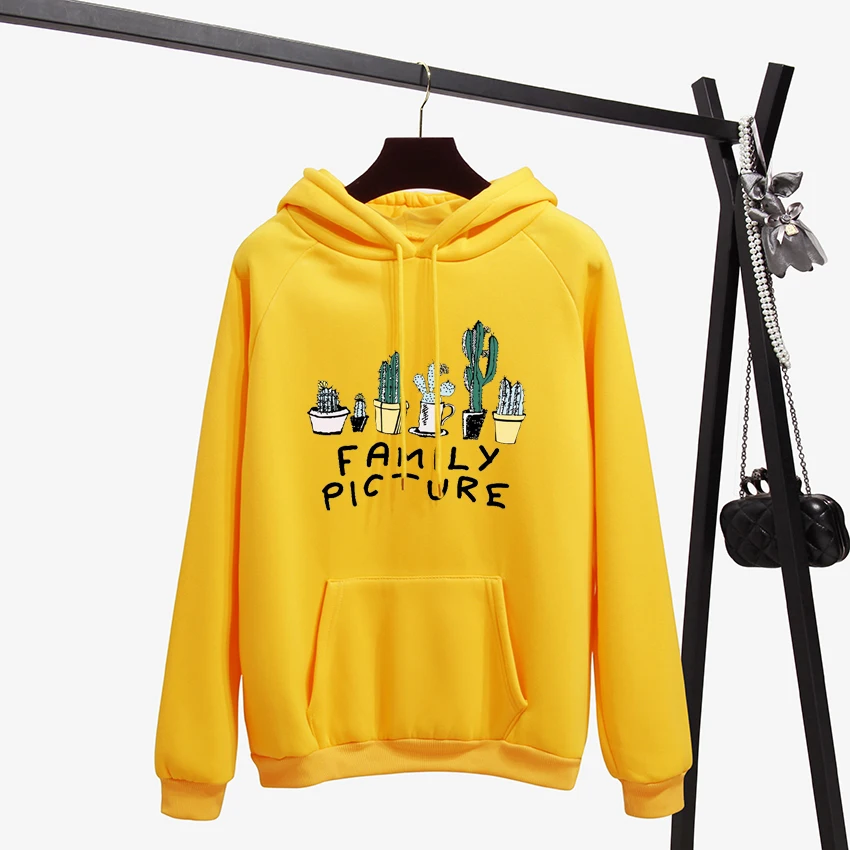 Mode Palme und Kaktus Harajuku Sweatshirt Wintermantel lose dicke Hoodies Frauen Pullover Büro Dame Feminino Kleidung