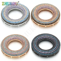 27mm Handmade Brass Cubic Zirconia Round Charms Connectors Diy Jewelry Findings, Model: VS77