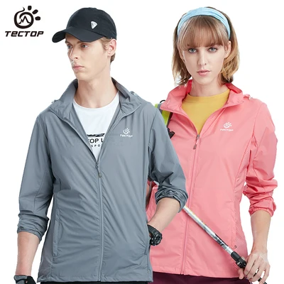 

TECTOP Outdoor Pink Couple Skin Clothing Stretch Light Breathable Sunscreen Skin Top Travel Mountaineering Skin Windbreaker