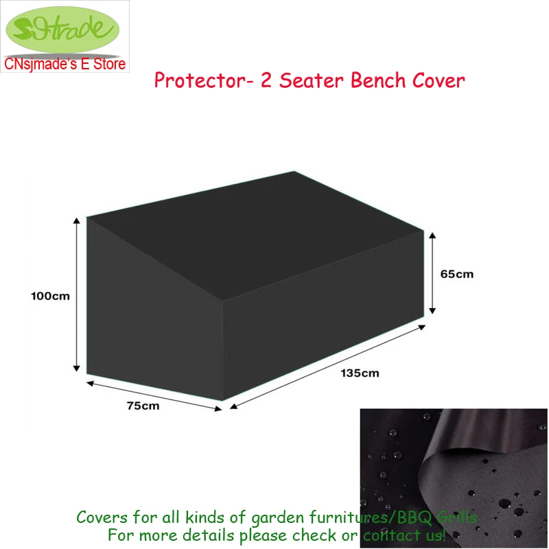 

Protector 2 seater Bench cover-135cm,135x75x65/100cm, Black color waterproofed cover protective cover,Outdoor wooden chair cover